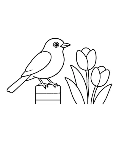 American Robin Coloring Page: free printable line art