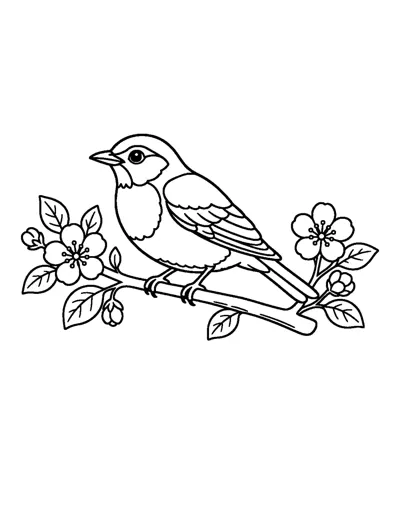Detailed Robin Coloring Page: free printable line art