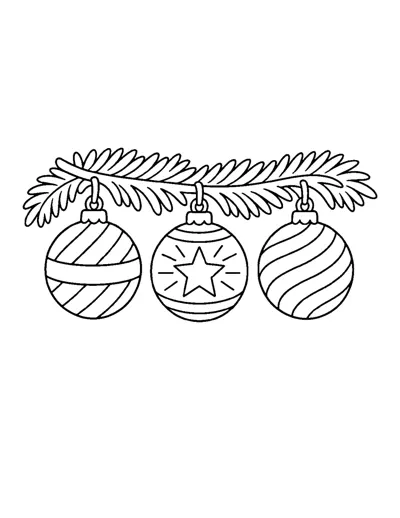 Christmas Ornaments Coloring Page: free printable line art