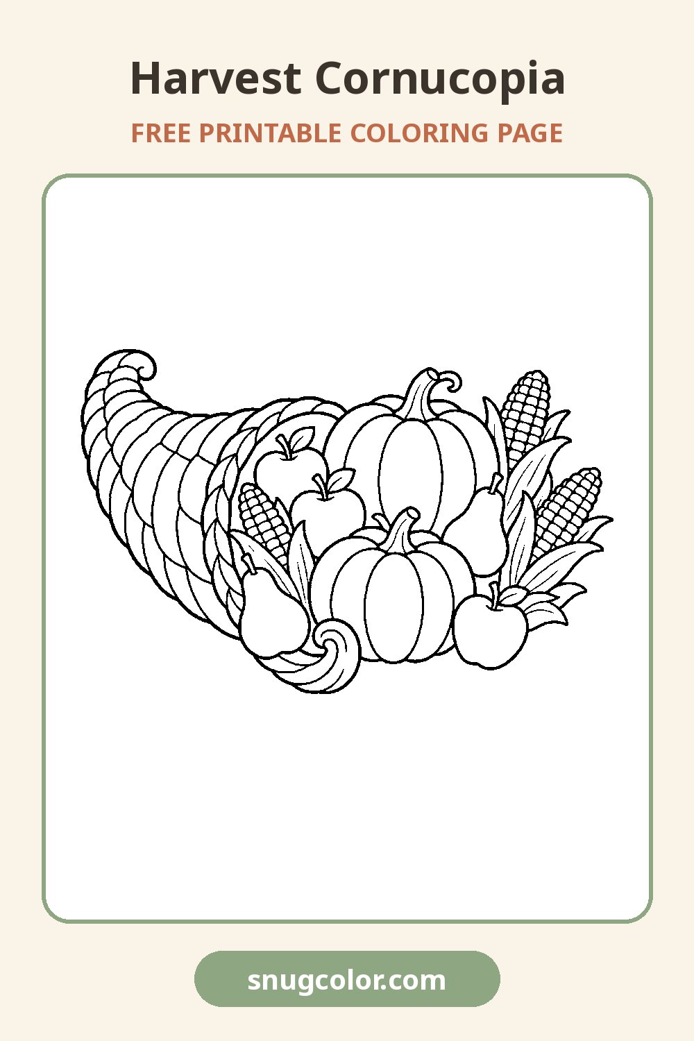 Harvest Cornucopia Coloring Page Pinterest pin
