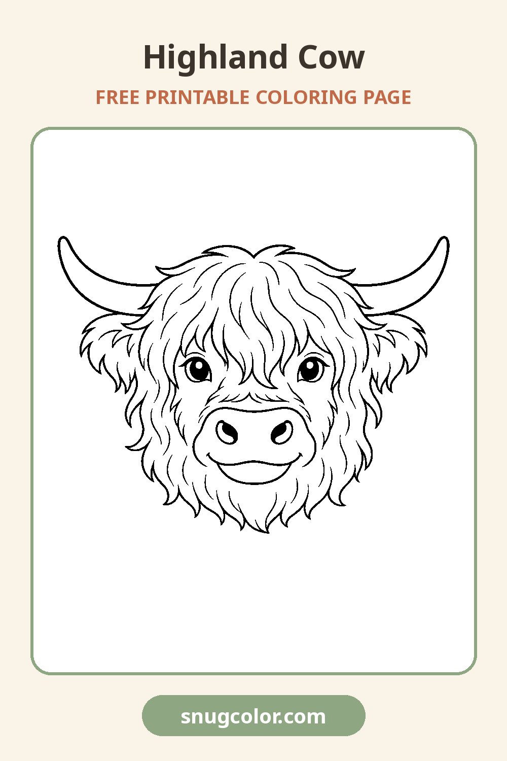 Highland Cow Coloring Page Pinterest pin