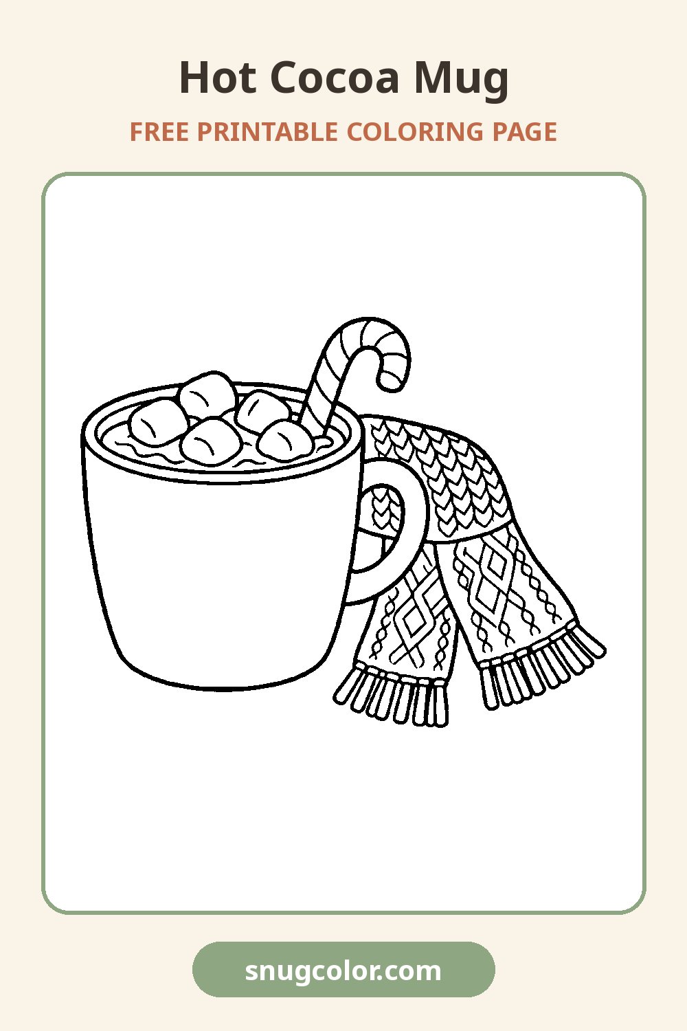Hot Cocoa Mug Coloring Page Pinterest pin