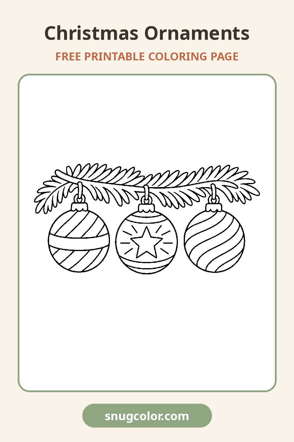 Christmas Ornaments Coloring Page Pinterest pin